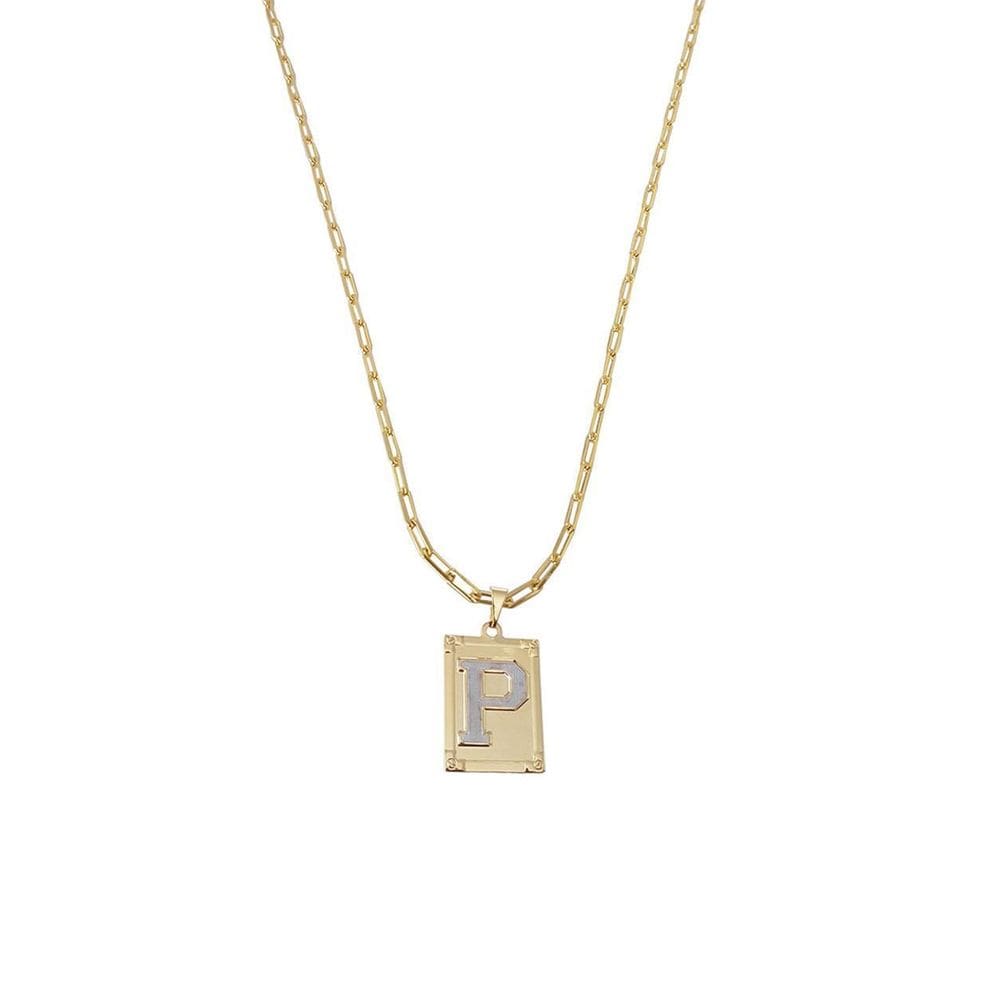 Cordão 60Cm Masculino Feminino Pingente Letra P Banhado Ouro