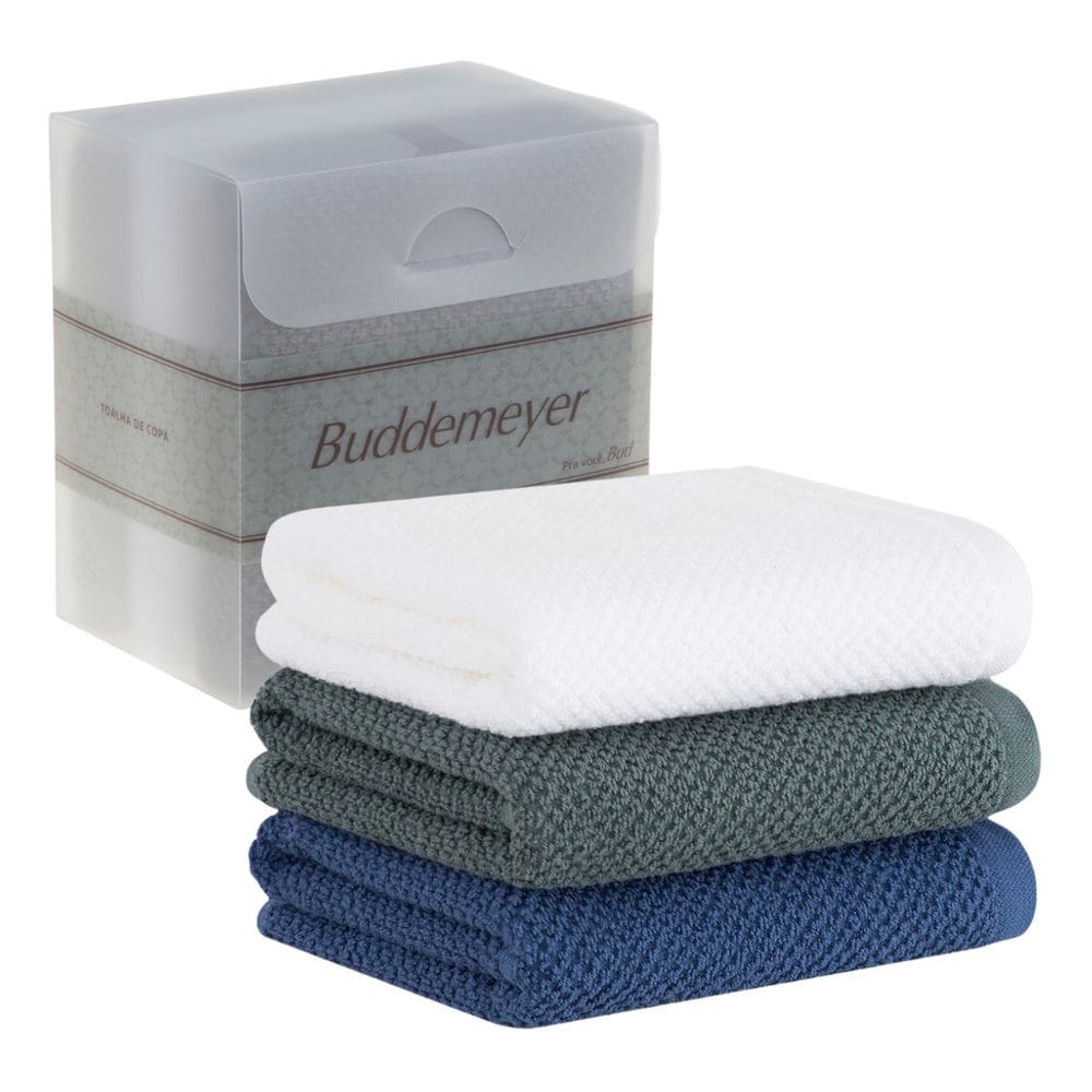 Jogo Gourmet Pano De Copa Buddemeyer 3pçs Branco/Verde/Azul
