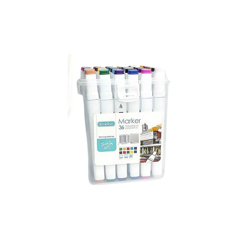 Kit Com 36 Canetas Ponta Dupla Marcadores Diversas Cores