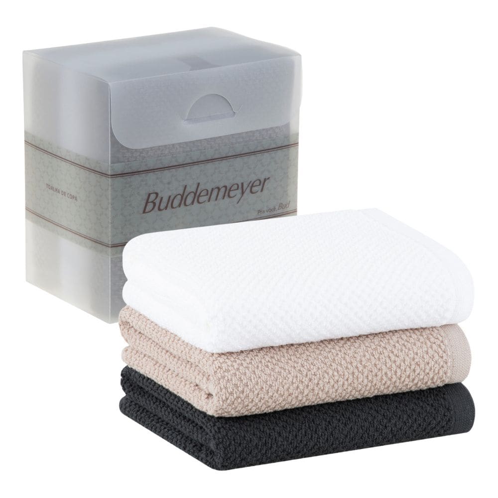 Jogo Gourmet Pano De Copa Buddemeyer 3pç Branco/Bege/Grafite