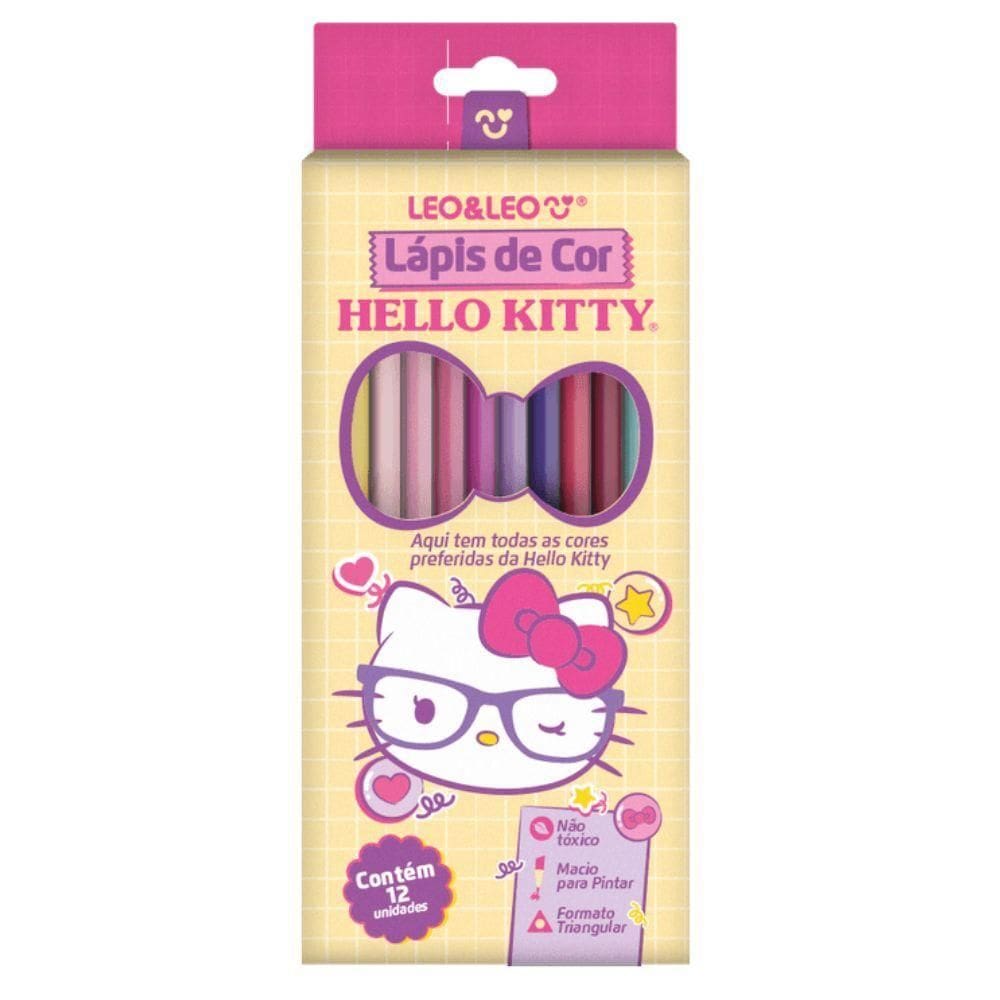 Lápis De Cor Hello Kitty 12 Cores Leo&leo