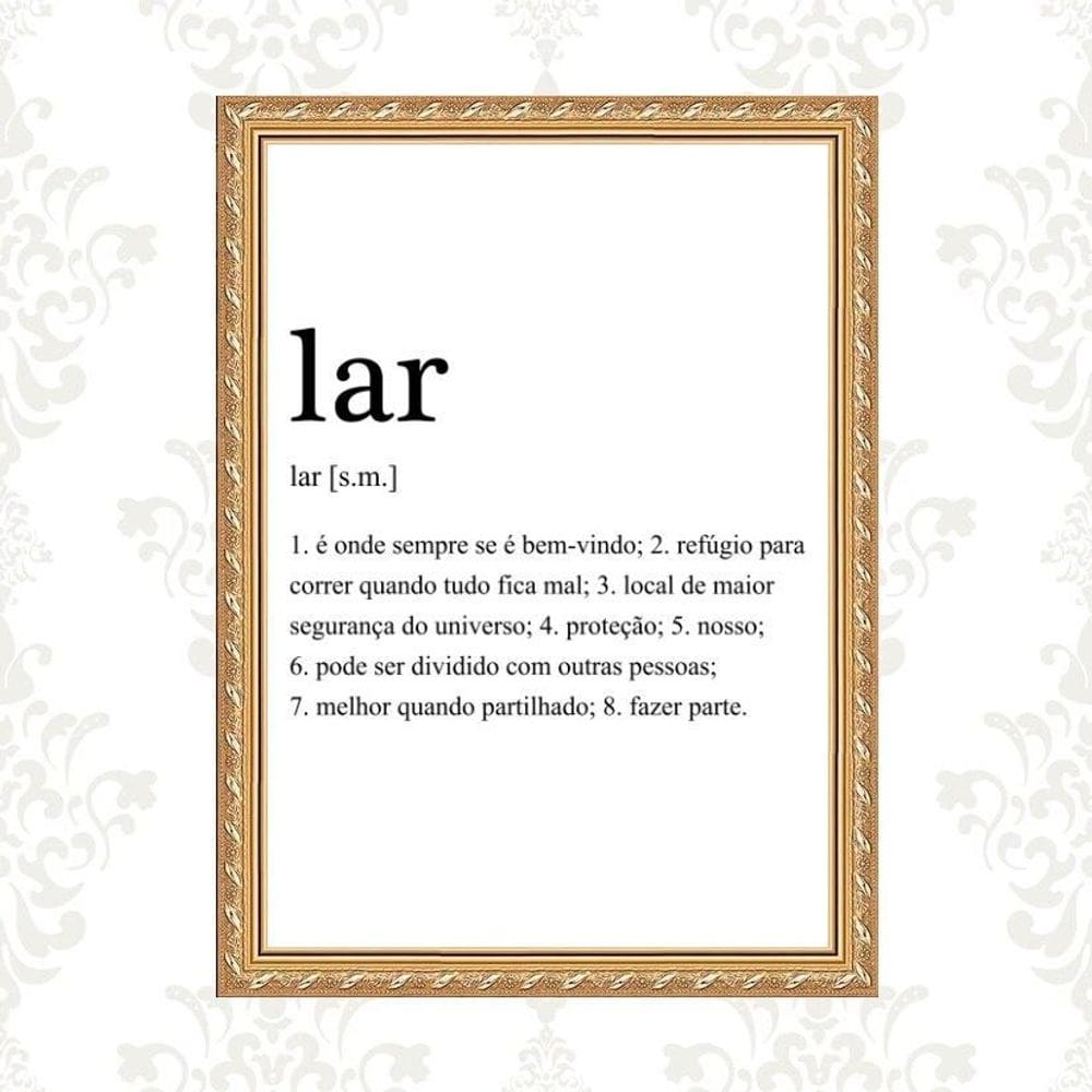 Quadro Moldura Dourada Lar Significado 45X34Cm