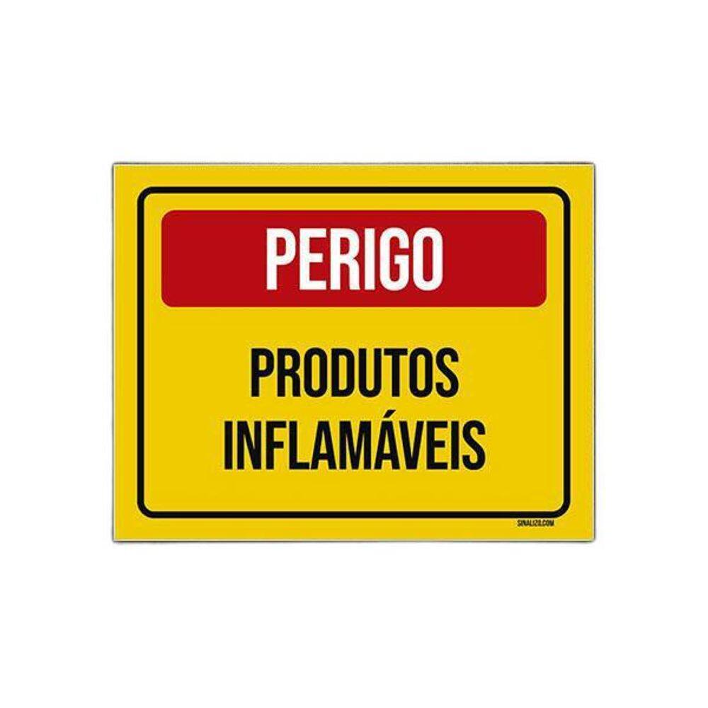Placa De Sinalização - Perigo Produtos Inflamáveis 27X35
