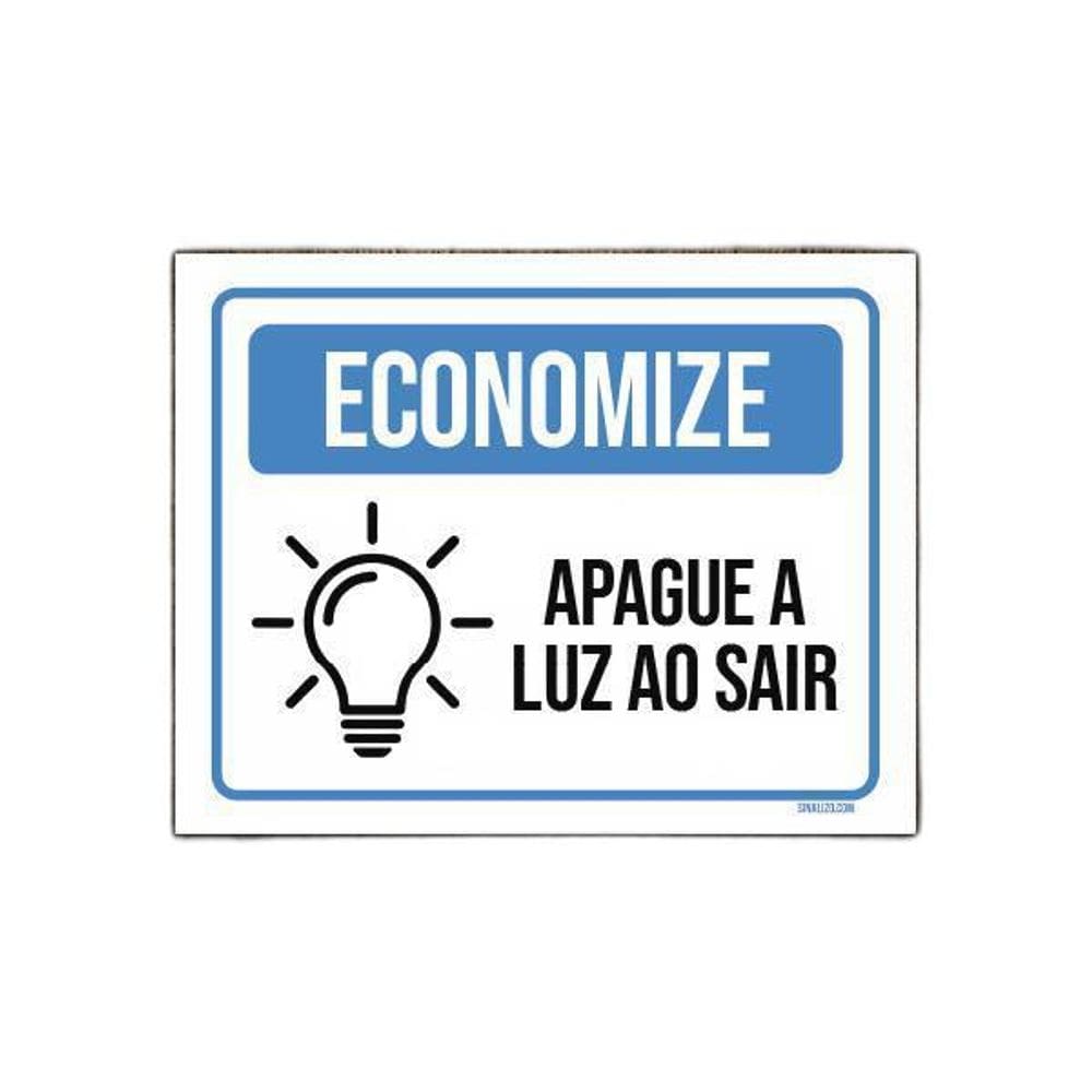 Placa Economize Apague A Luz Ao Sair 36X46