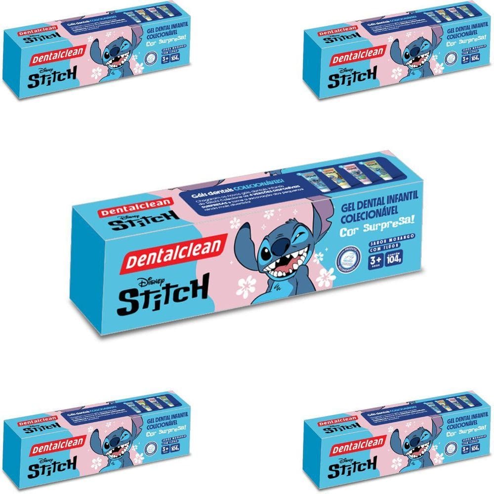 5X Gel Dental Infantil Stitch - Morango - 104G - Dentalclean