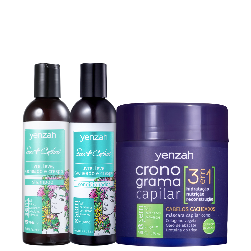 Kit Yenzah Sou+Cachos + Cronograma Capilar (3 Produtos)