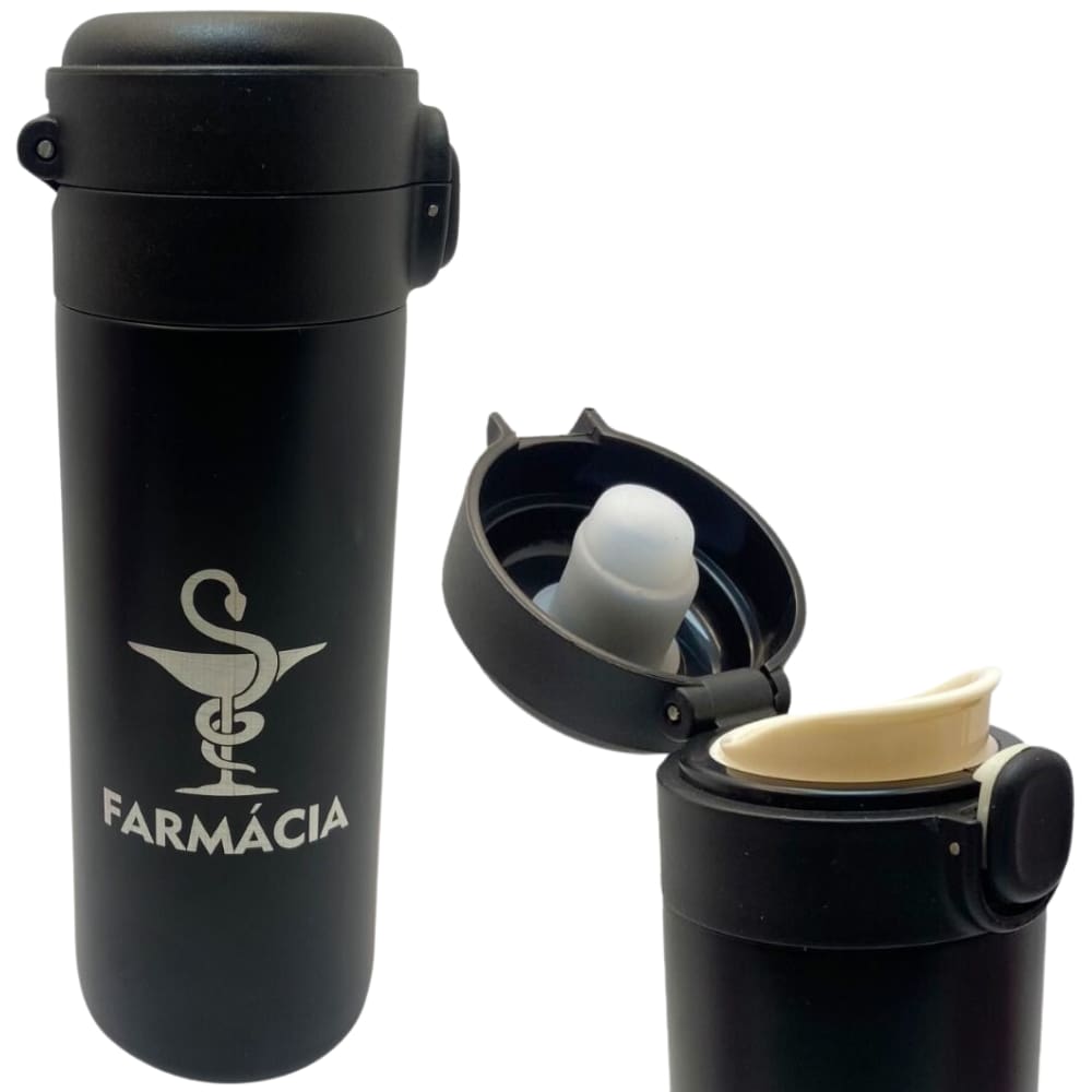 Garrafa Profissão Farmácia Farmacêutica Farmacêutico Térmica 6Horas Quente Gelada 400ml Com Trava