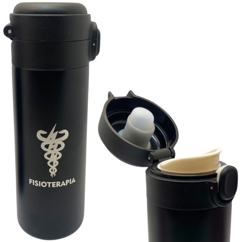 Garrafa Profissão Fisioterapia Fisioterapeuta Térmica 6 Horas Quente Gelada 400ml Com Trava
