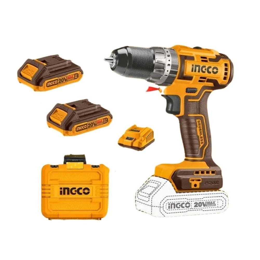 Furadeira Parafusadeira Impacto 3/8 Ingco Com 2 Baterias 20V