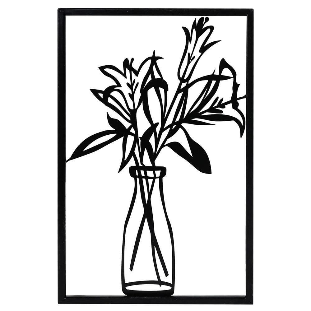 Quadro Adorno Decorativo Vazado Em Metal Vaso Tuut