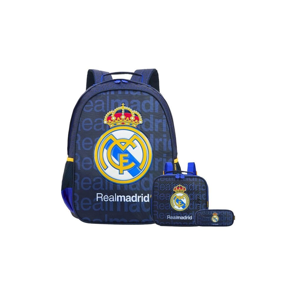 Kit Escolar Mochila De Costas+Lancheira+Estojo Real Madrid