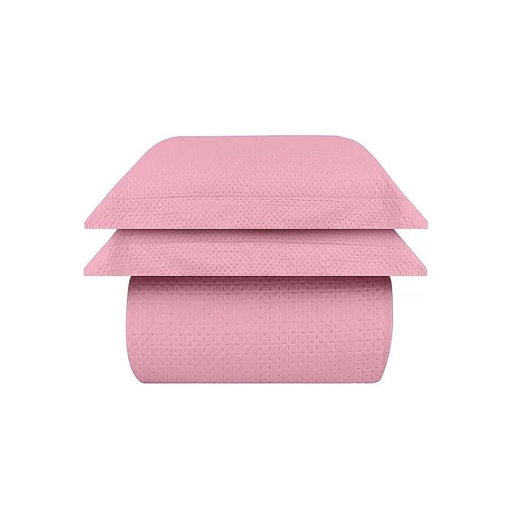 Kit Colcha / Cobre Leito Queen Ultrasonic Sultan Rosa