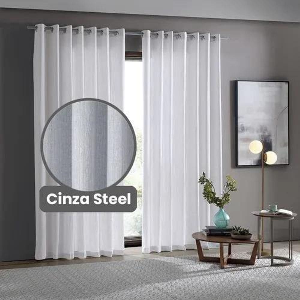 Cortina Rustica Lugo 4,2 X 2,5 - Bella Janela Cinza