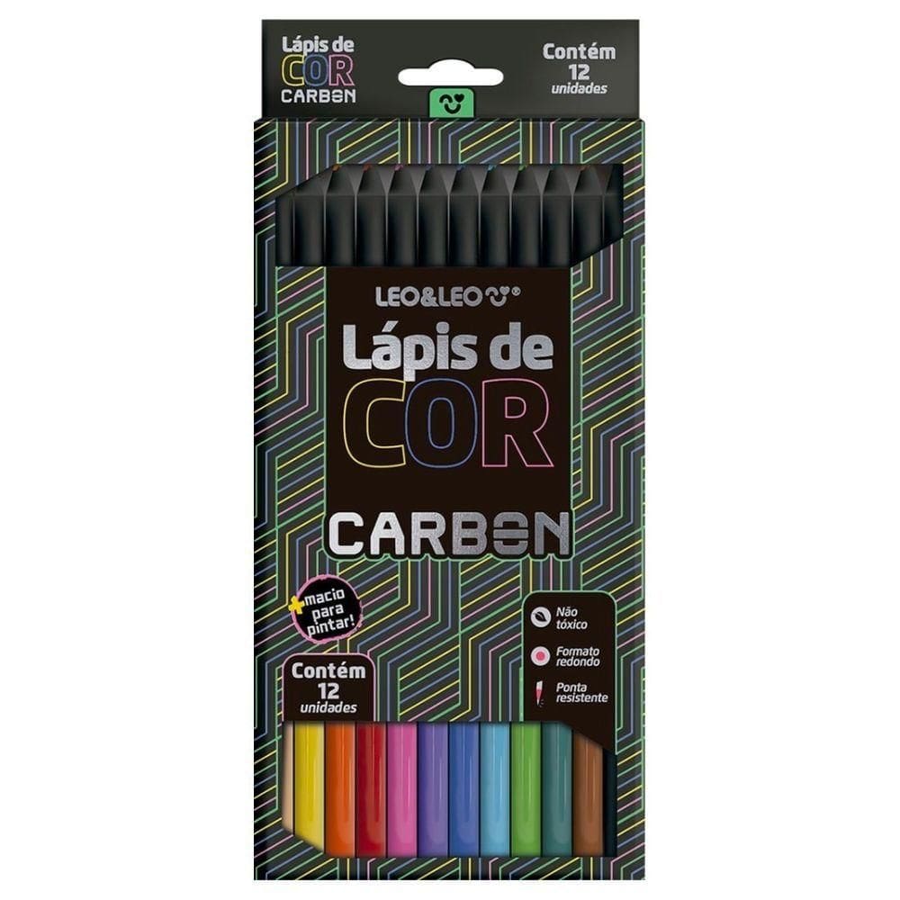 Lápis De Cor Carbon Line 12 Cores Redondo Leo&leo