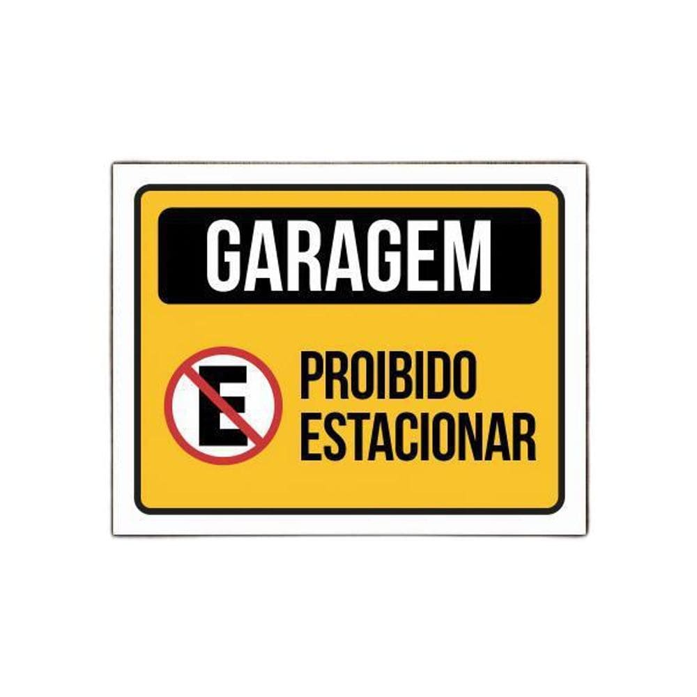 Placa Sinalização Garagem Proibido Estacionar 27X35