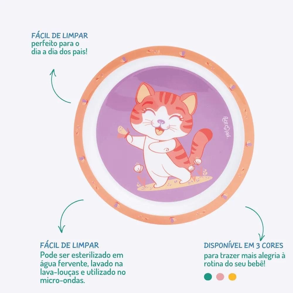 Prato Raso Infantil Gatinha Petit Pia