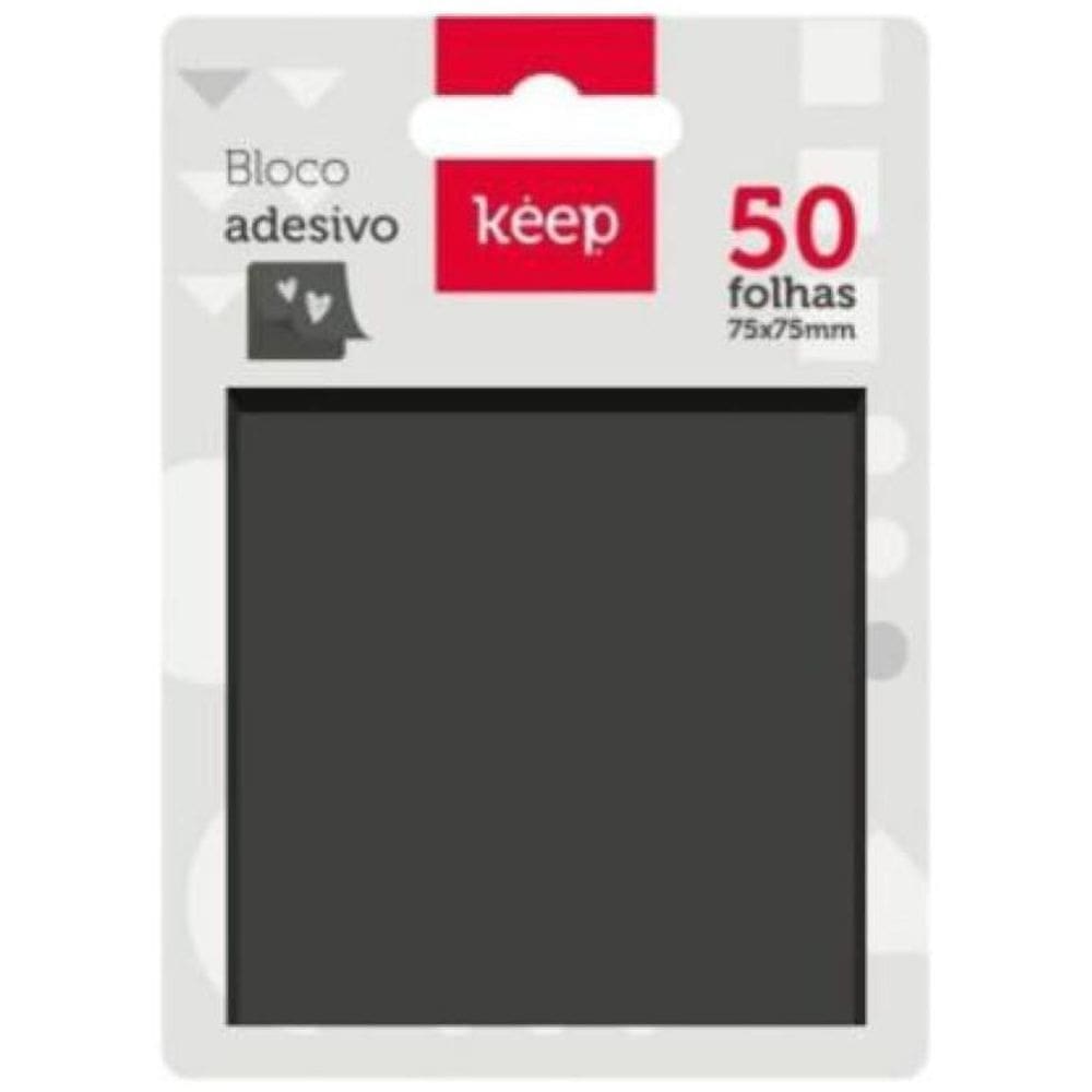 Bloco Adesivo 75X75Mm Preto 50 Folhas Keep