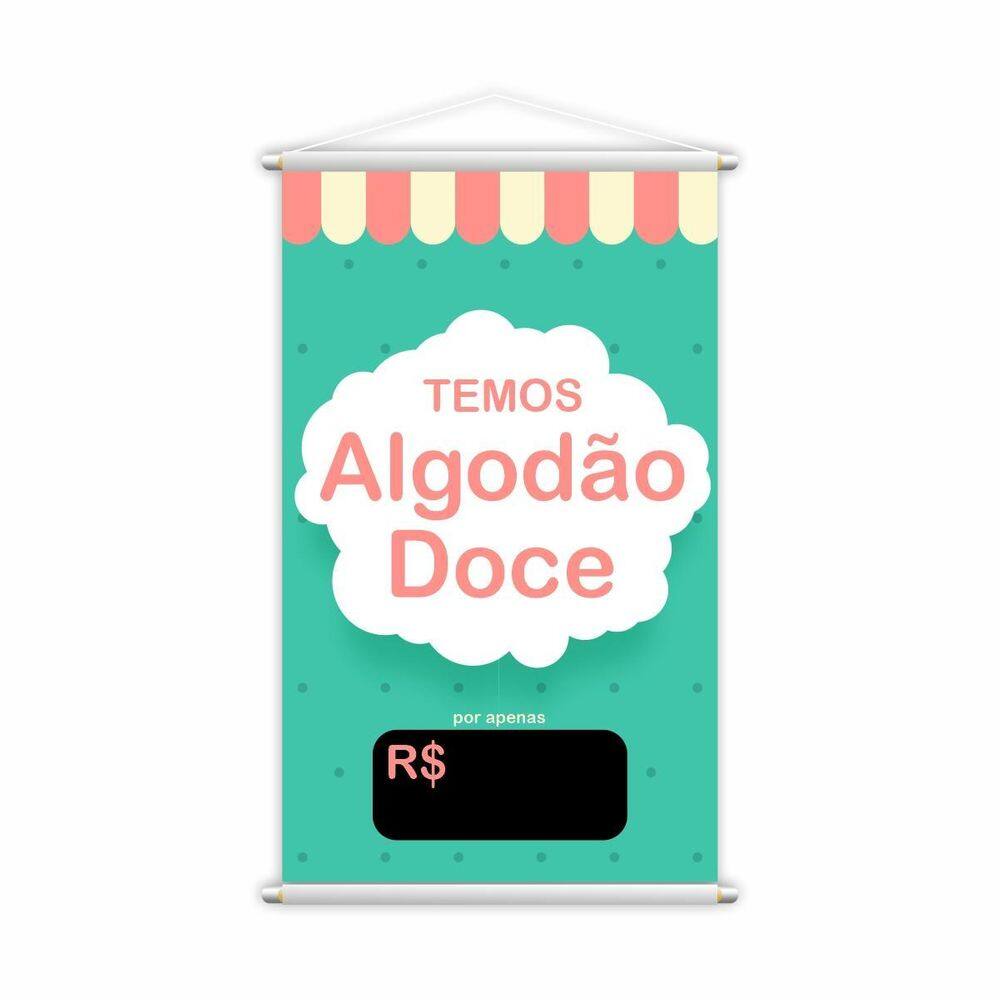 Banner Temos Algodão Doce Preço Colorido Lona 60X40Cm