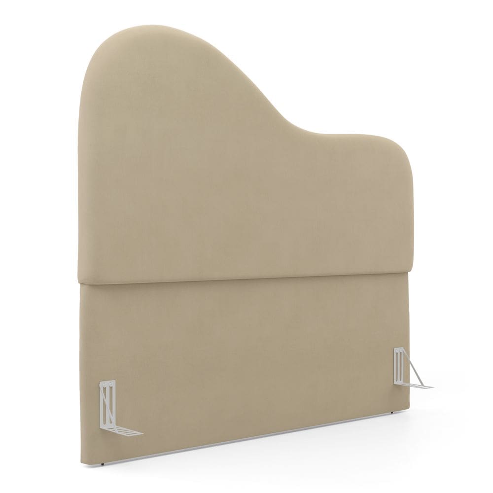 Cabeceira Orgânica Cama Box Casal Padrão Sea 140cm com Frame Suede Bege - Desk Design