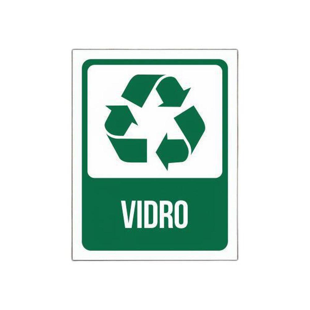 Placa De Sinalização Advertência - Lixo Vidro