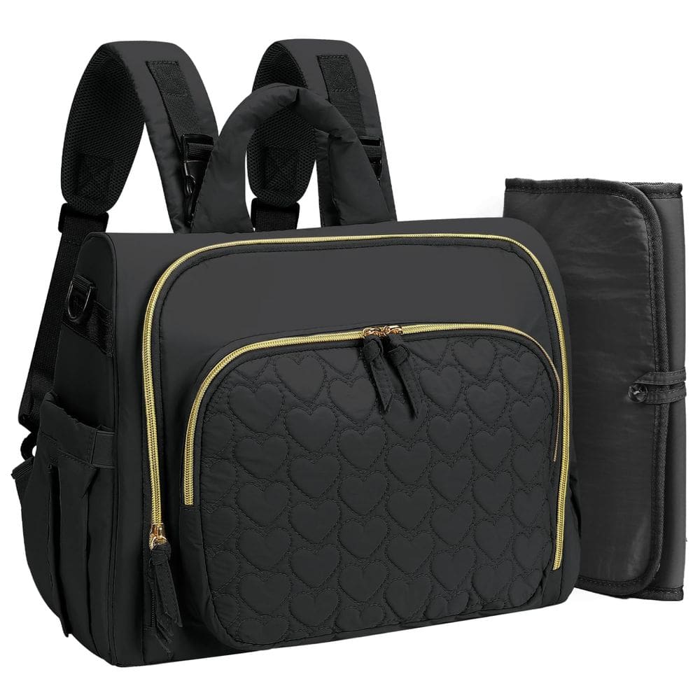 Bolsa de fraldas MHOMER Puffer, bolsa leve para mulheres preta