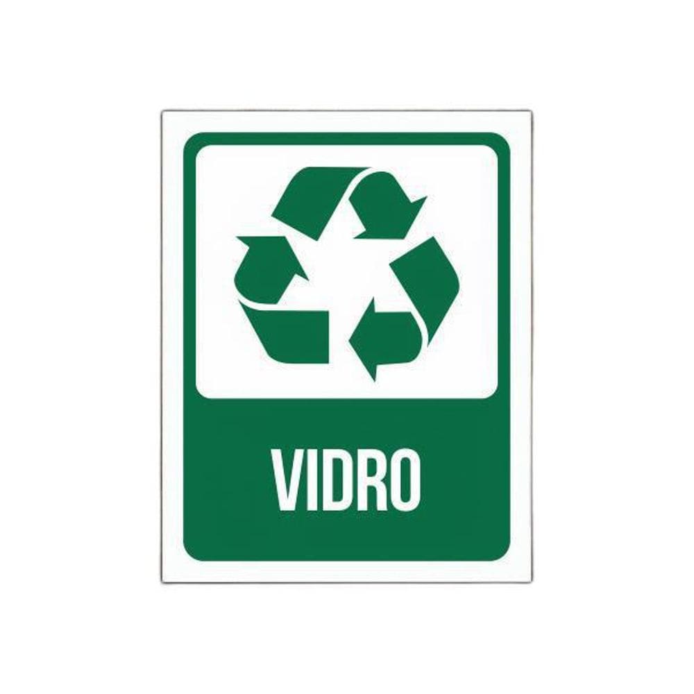 Placa De Sinalização Advertência - Lixo Vidro