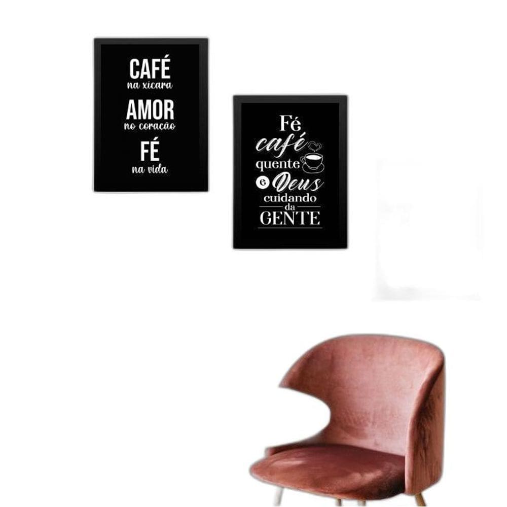 Kit 3 Quadros Cozinha Café Com Fé 24X18Cm