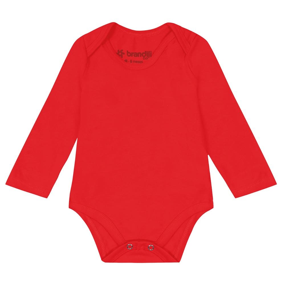 Body Manga Longa Bebê Unissex Em Cotton Brandili Baby Vermelho