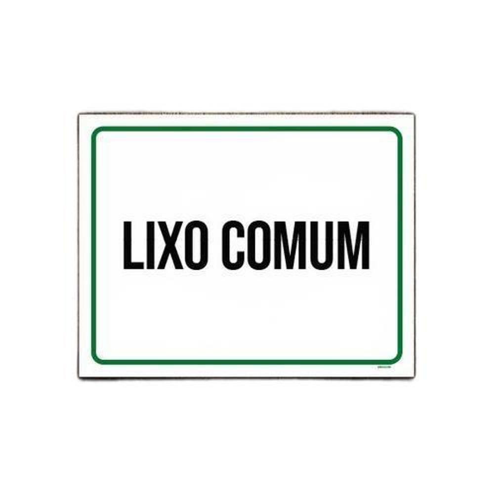 Kit 10 Placa Sinalização - Lixo Comum Verde