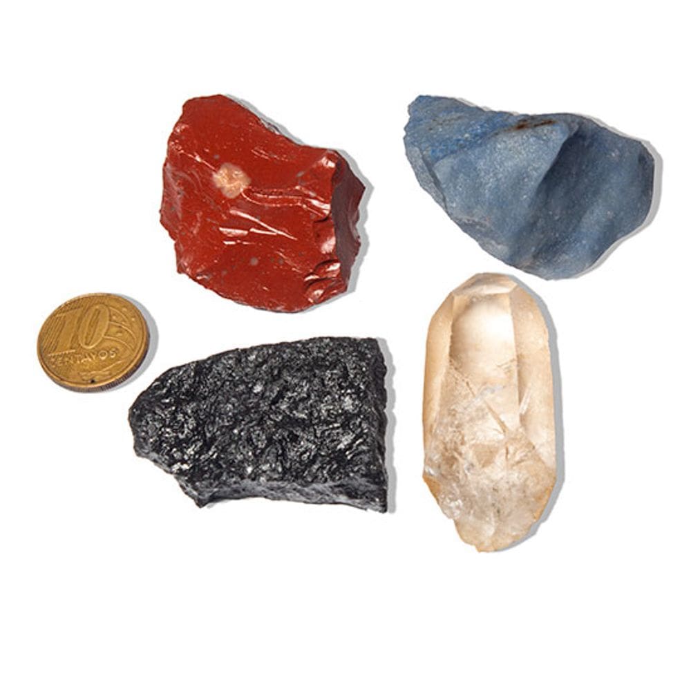 01 Kit Pedra Bruta Natural 4 Elementos Terra Fogo Ar e Água