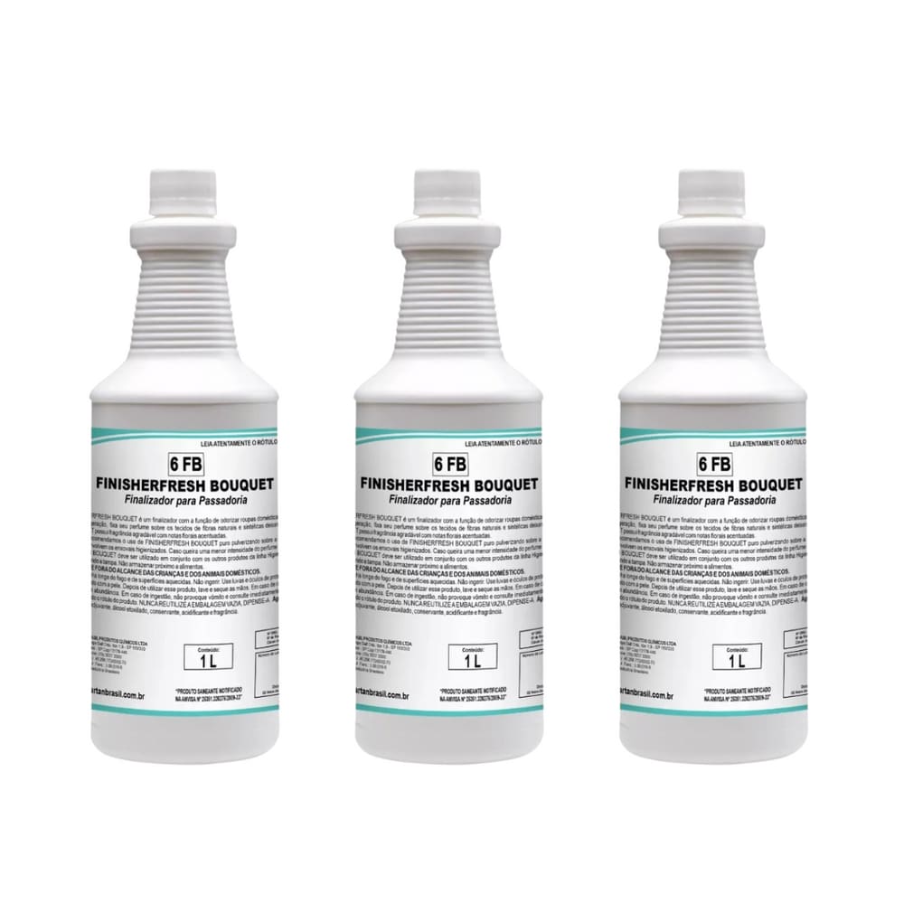 Kit Com 3 Unidades Finisherfresh Bouquet - Finalizador de Passadoria 1 Litro - Spartan