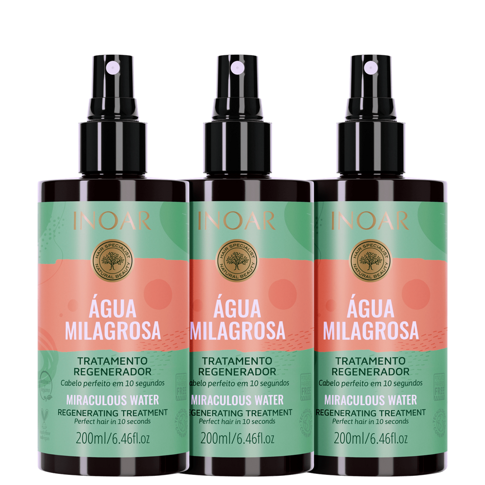 Kit Inoar Água Milagrosa - Spray Tratamento Regenerador (3 Unidades)