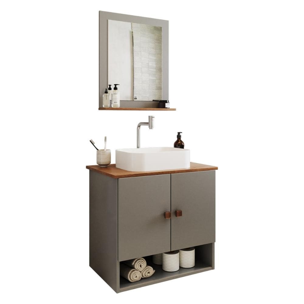 Gabinete Arm Banheiro Deli 2 Portas com Cuba Oxford Branca