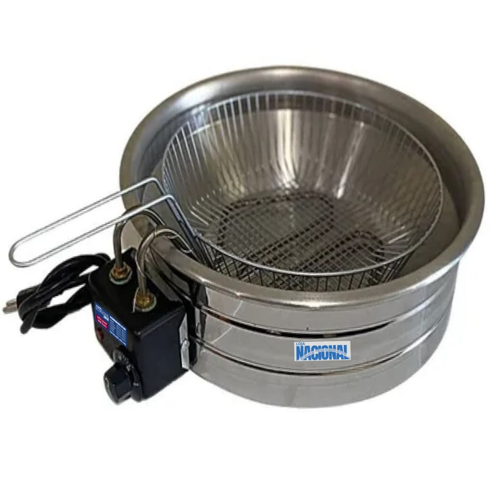 Fritadeira Elétrica com Óleo 5L 220V Tacho Redondo Batata Pastel Coxinha Salgado Loja Nacional
