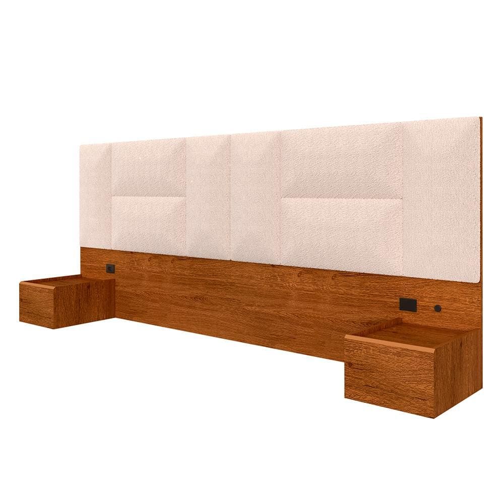 Cabeceira Suspensa Cama Queen Sierra Com Led Fre/bouclé Off White - Ma