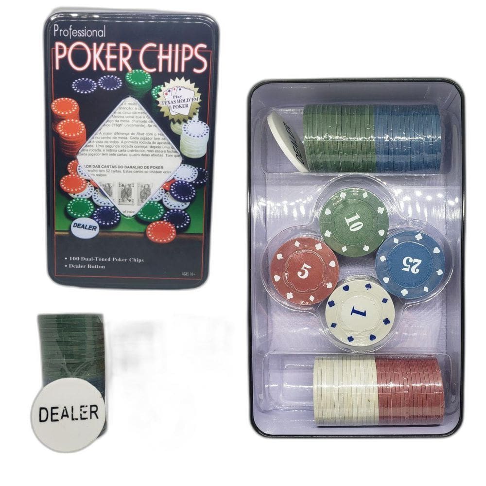 Jogo Profissional De Poker Com 100 Fichas E 1 Dealer Buttom