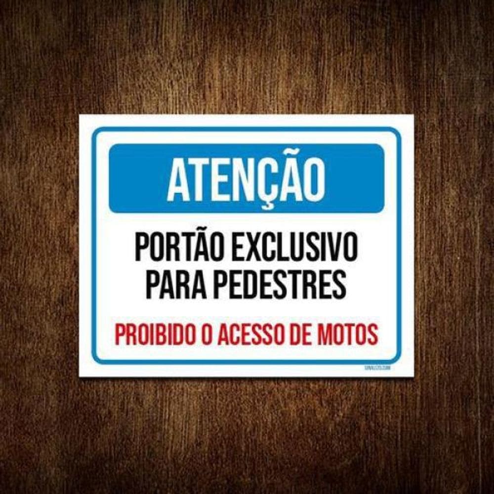 Kit 3 Placa Sinalização Atenção Portão Exclusivo Pedestres