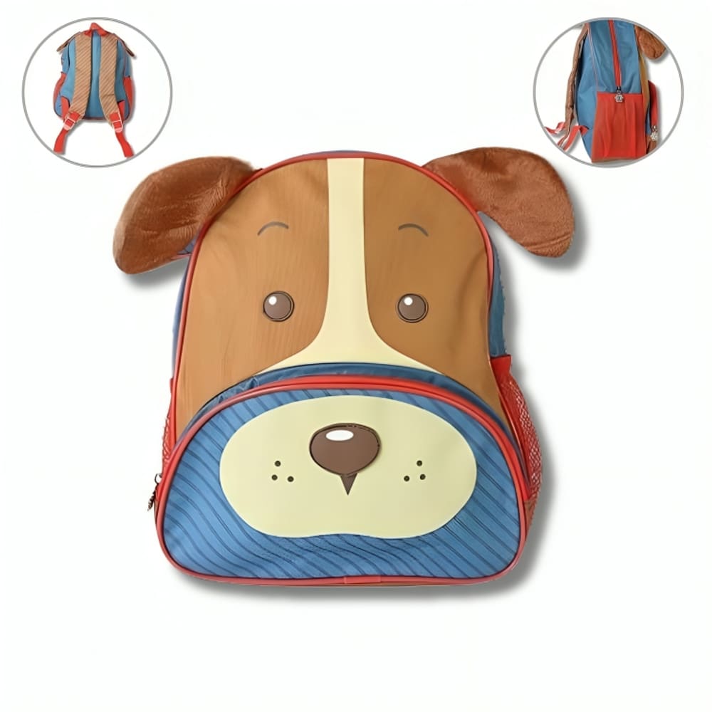 Mochila Escolar Infantil Alça Ajustavel Cachorro Acolchoada Leve Resistente Espaçosa Bolsos Laterais Clio Cachorrinho