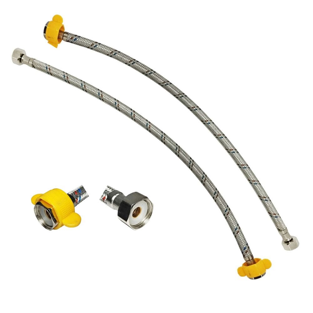 Engate Rabicho Monocomando Par Mangueira Flexivel Conexao Femea Misturador Agua Fria Quente Pia Torneira Banheiro Cozinha Lavabo