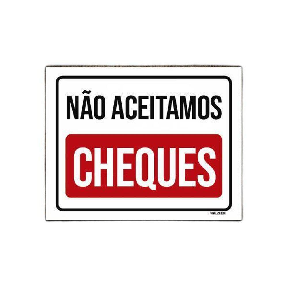 Placa Sinalização Não Aceitamos Cheques 36X46