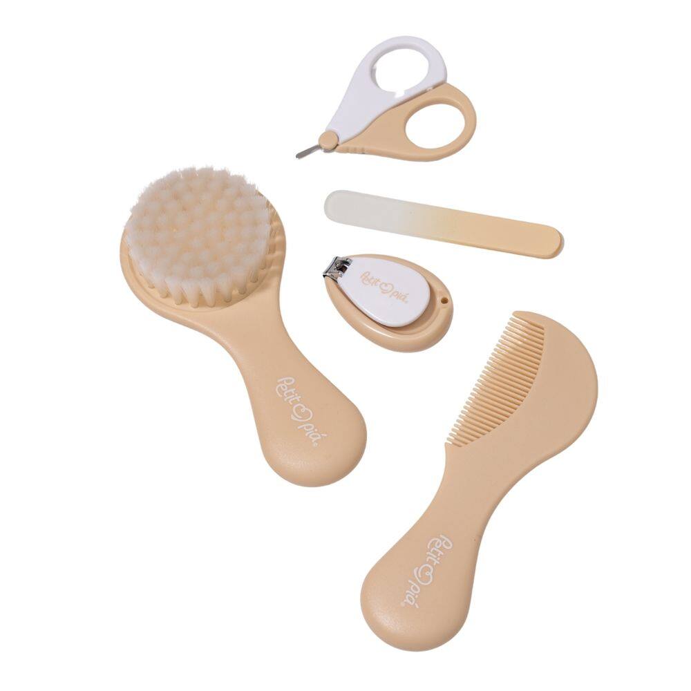Kit de Cuidados e Higiene Bebê 5 Peças Nude - Petit Piá