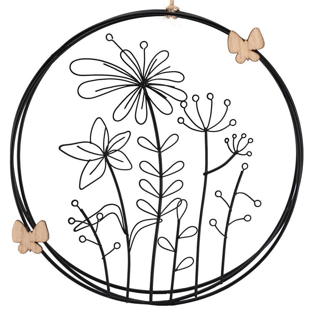 Adorno De Parede Circular Decorativo Flores 23Cm Tuut