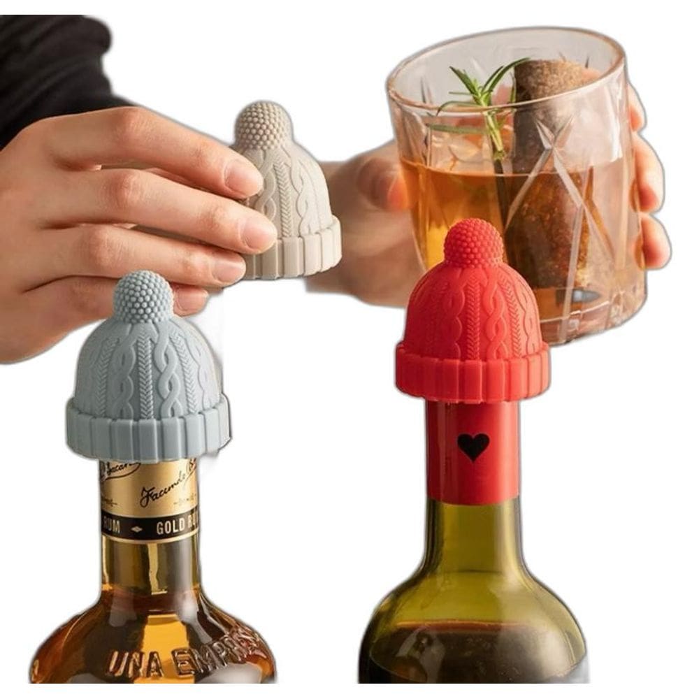 Tampa De Vinho Touca Gorro Em Silicone Rolha - Natal