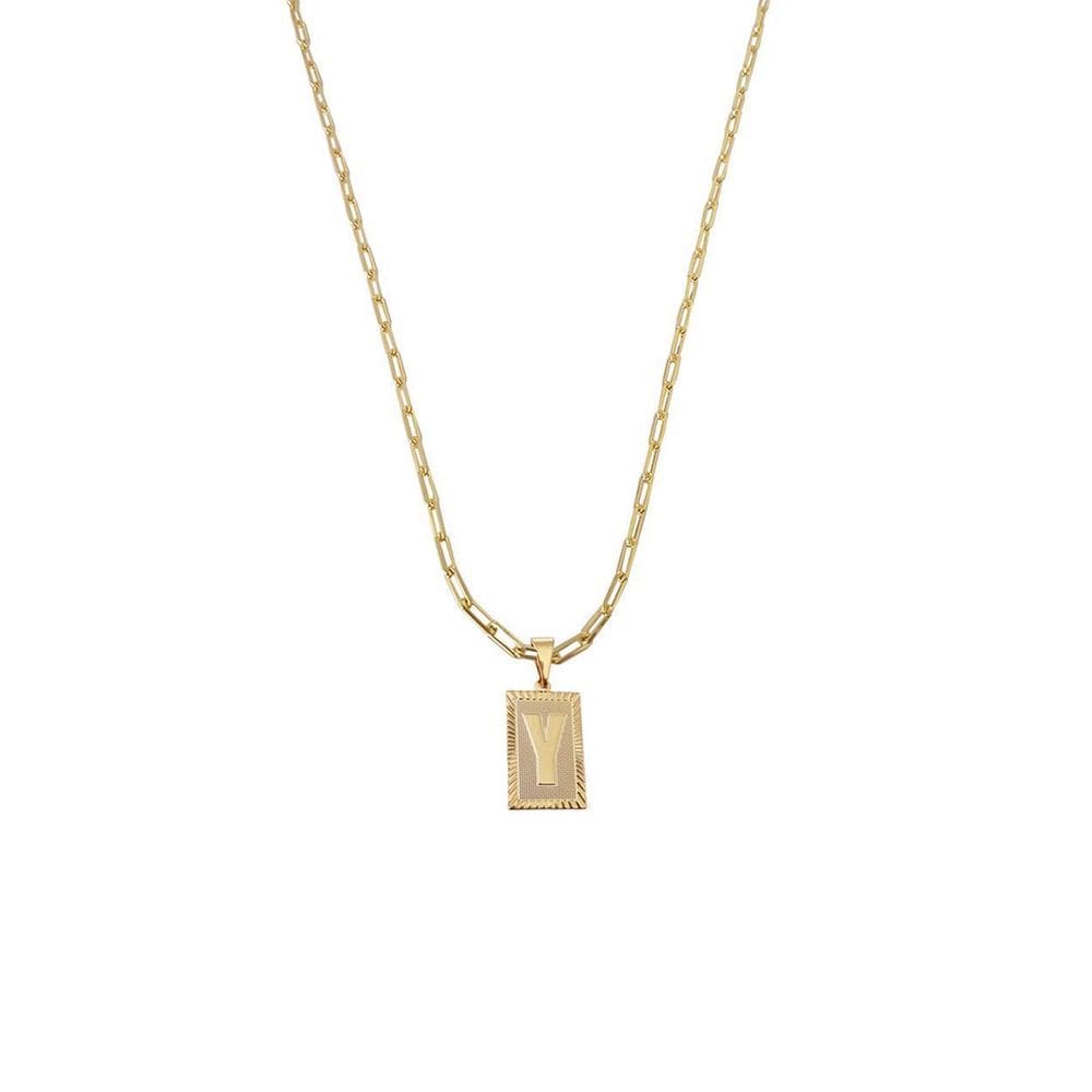 Cordão 50Cm Masculino Feminino Pingente Letra Y Banhado Ouro