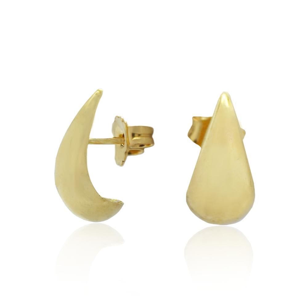 Brinco Gota Forro Vazado 1,3 Cm Em Ouro 18K