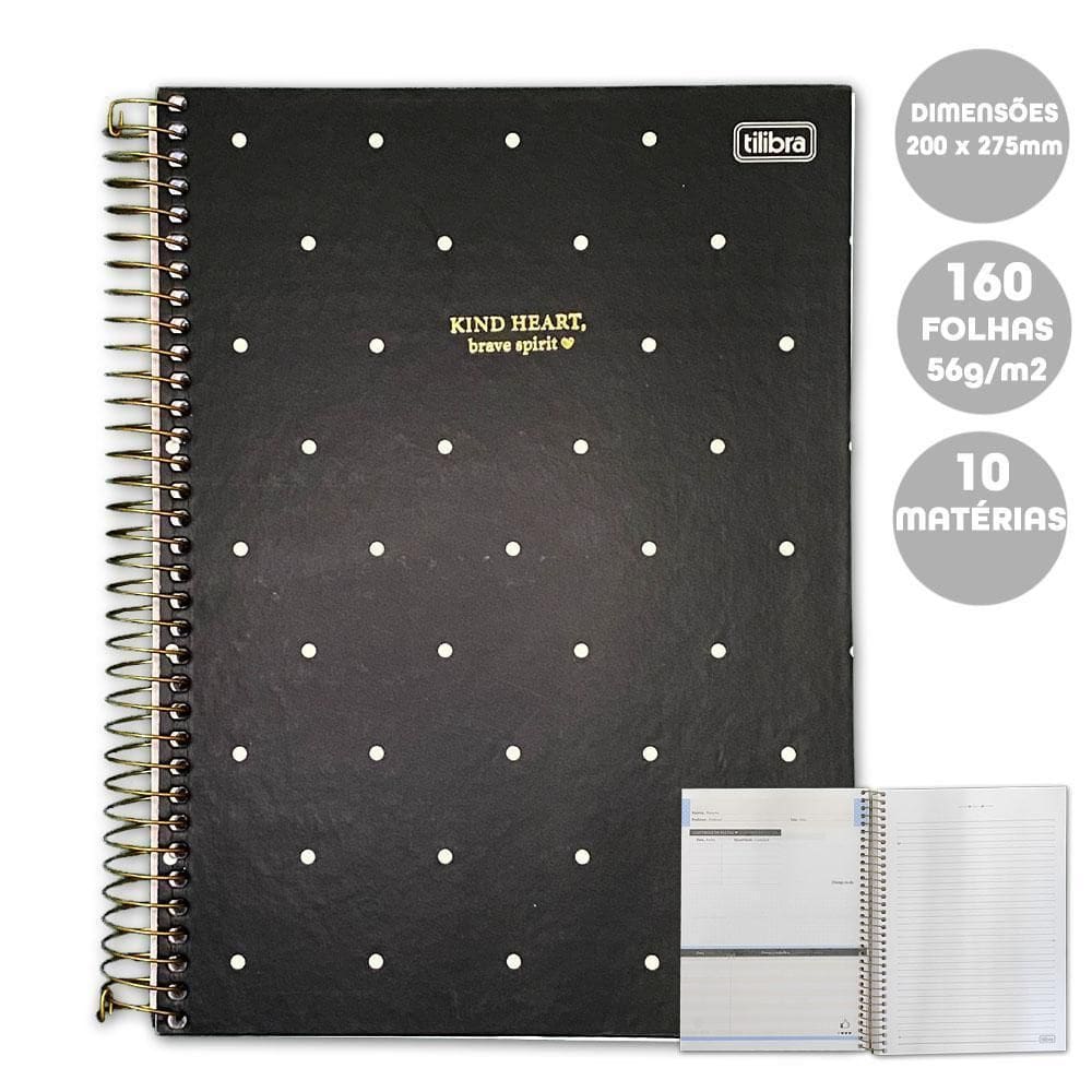 Caderno Univ 10 Matérias 160Fls West Village Preto Tilibra