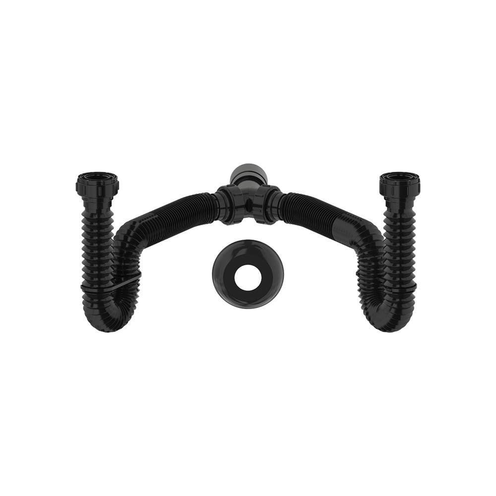 Sifão Duplo Sanfonado Extensível Censi 68Cm Preto Preto 7214