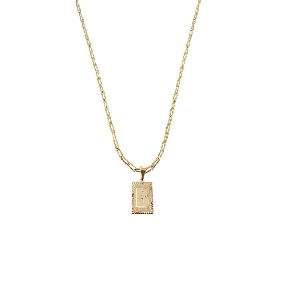 Cordão 50Cm Masculino Feminino Pingente Letra B Banhado Ouro