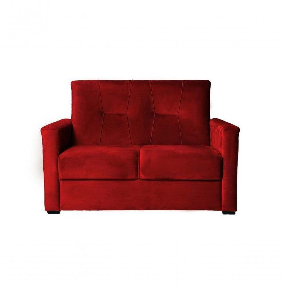 Sofá 2 Lugares Pequeno Alice E Porta Controle Herreiro Vermelho