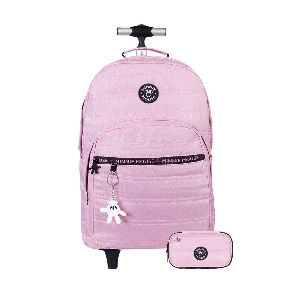 Kit Escolar Mochila De Rodinha+Estojo Minnie Mouse Juvenil